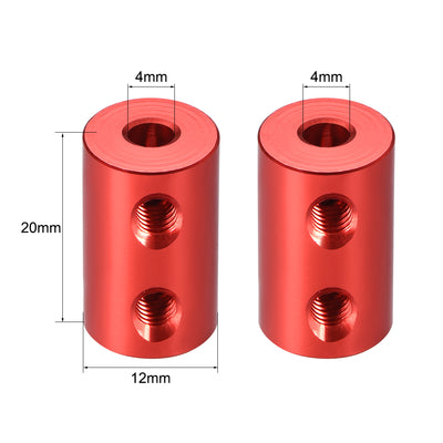Harfington Uxcell Shaft Coupling 4mm to 4mm Bore L20xD12 Robot Motor Wheel Rigid Coupler Connector Red