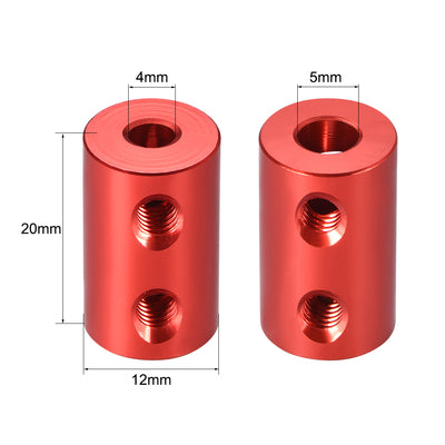 Harfington Uxcell Shaft Coupling 4mm to 5mm Bore L20xD12 Robot Motor Wheel Rigid Coupler Connector Red