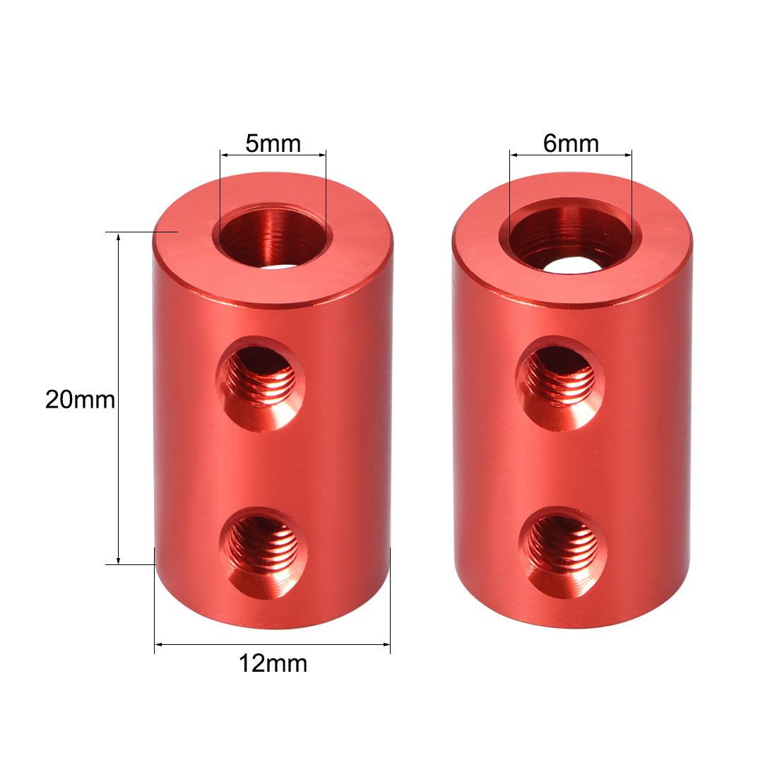uxcell Uxcell Shaft Coupling 5mm to 6mm Bore L20xD12 Robot Motor Wheel Rigid Coupler Connector Red