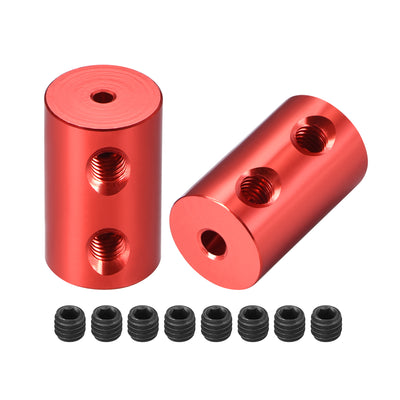 Harfington Uxcell Shaft Coupling 2mm to 3mm Bore L20xD12 Robot Motor Wheel Rigid Coupler Connector Red 2 Pcs