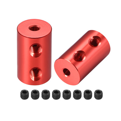 Harfington Uxcell Shaft Coupling 3mm to 3mm Bore L20xD12 Robot Motor Wheel Rigid Coupler Connector Red 2 Pcs
