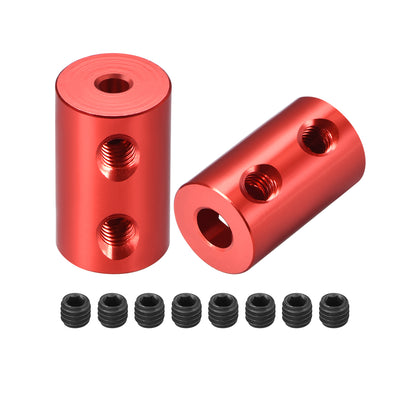 Harfington Uxcell Shaft Coupling 3mm to 5mm Bore L20xD12 Robot Motor Wheel Rigid Coupler Connector Red 2 Pcs