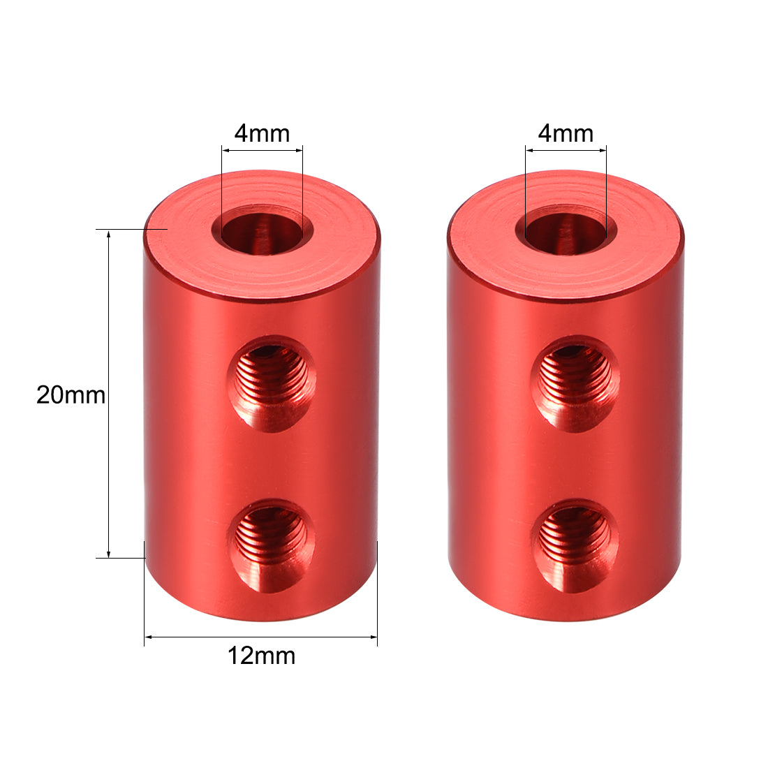 uxcell Uxcell Shaft Coupling 4mm to 4mm Bore L20xD12 Robot Motor Wheel Rigid Coupler Connector Red 2 PCS