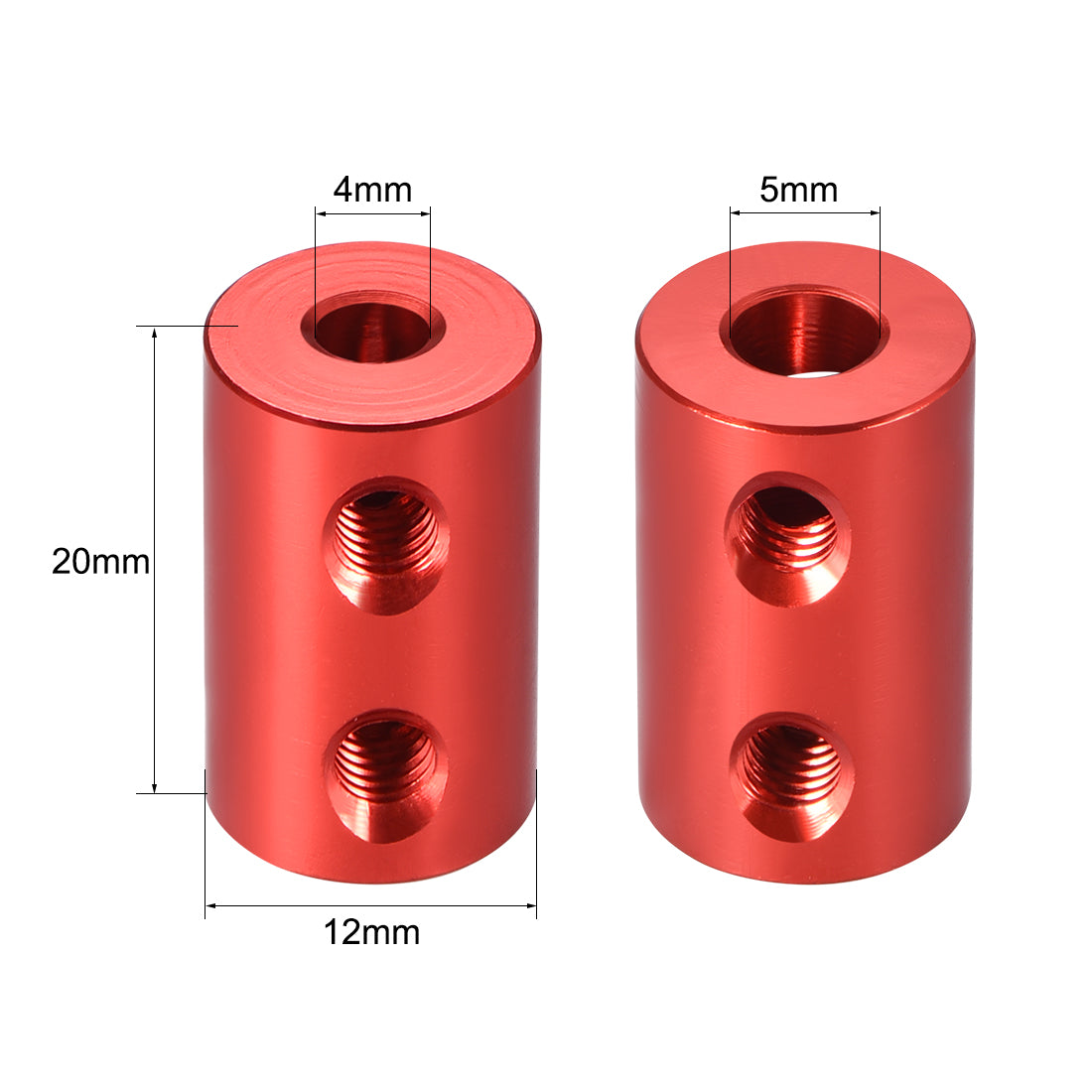 uxcell Uxcell Shaft Coupling 4mm to 5mm Bore L20xD12 Robot Motor Wheel Rigid Coupler Connector Red 2 PCS