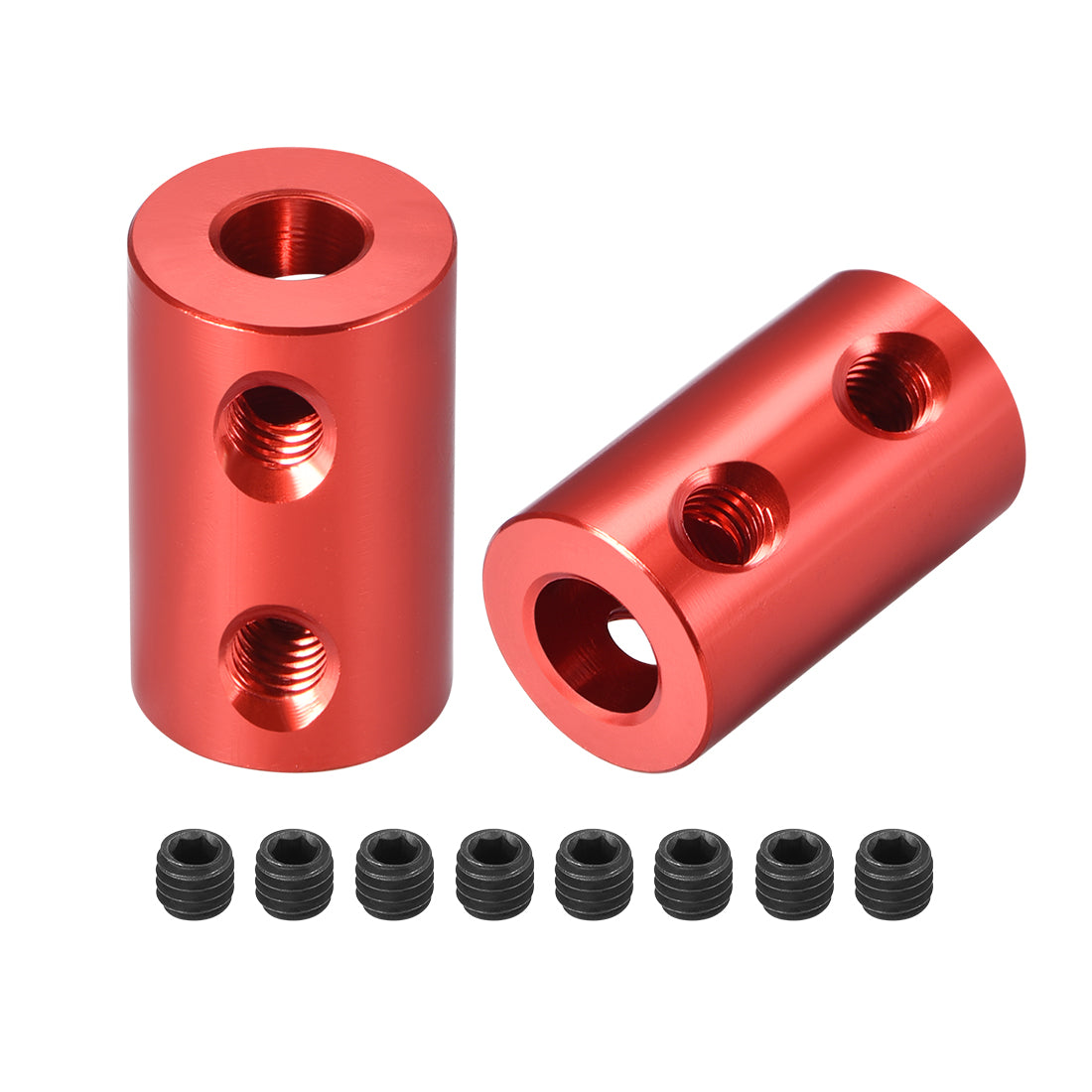 uxcell Uxcell Shaft Coupling 5mm to 6mm Bore L20xD12 Robot Motor Wheel Rigid Coupler Connector Red 2 PCS