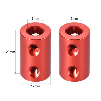 Harfington Uxcell Shaft Coupling 6mm to 6mm Bore L20xD12 Robot Motor Wheel Rigid Coupler Connector Red 2 PCS