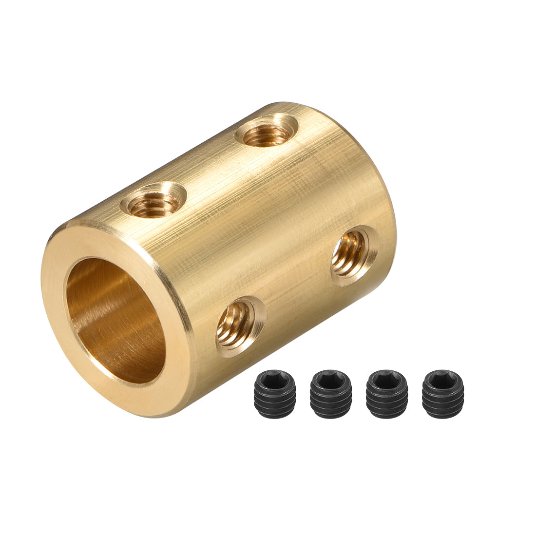 uxcell Uxcell Shaft Coupling 10mm to 10mm Bore L22xD16 Robot Motor Wheel Rigid Coupler Connector Gold Tone