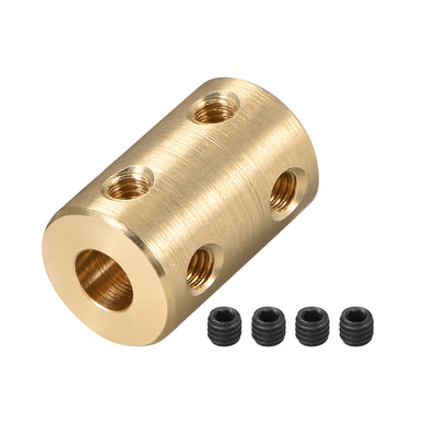 Harfington Uxcell Shaft Coupling 5mm to 6mm Bore L22xD14 Robot Motor Wheel Rigid Coupler Connector Gold Tone