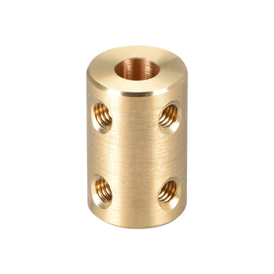 Harfington Uxcell Shaft Coupling 6mm to 6mm Bore L22xD14 Robot Motor Wheel Rigid Coupler Connector Gold Tone