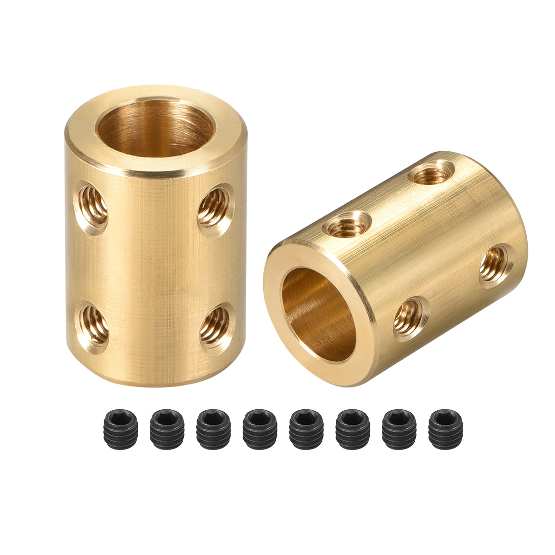 uxcell Uxcell Shaft Coupling 10mm to 10mm Bore L22xD16 Robot Motor Wheel Rigid Coupler Connector Gold Tone 2 Pcs
