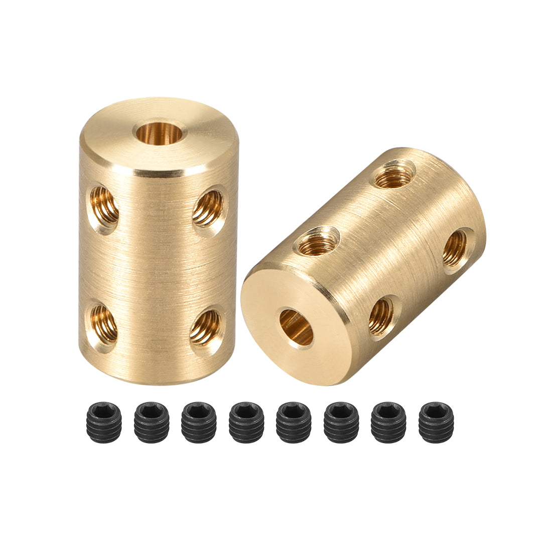 uxcell Uxcell Shaft Coupling 4mm to 4mm Bore L22xD14 Robot Motor Wheel Rigid Coupler Connector Gold Tone 2 Pcs