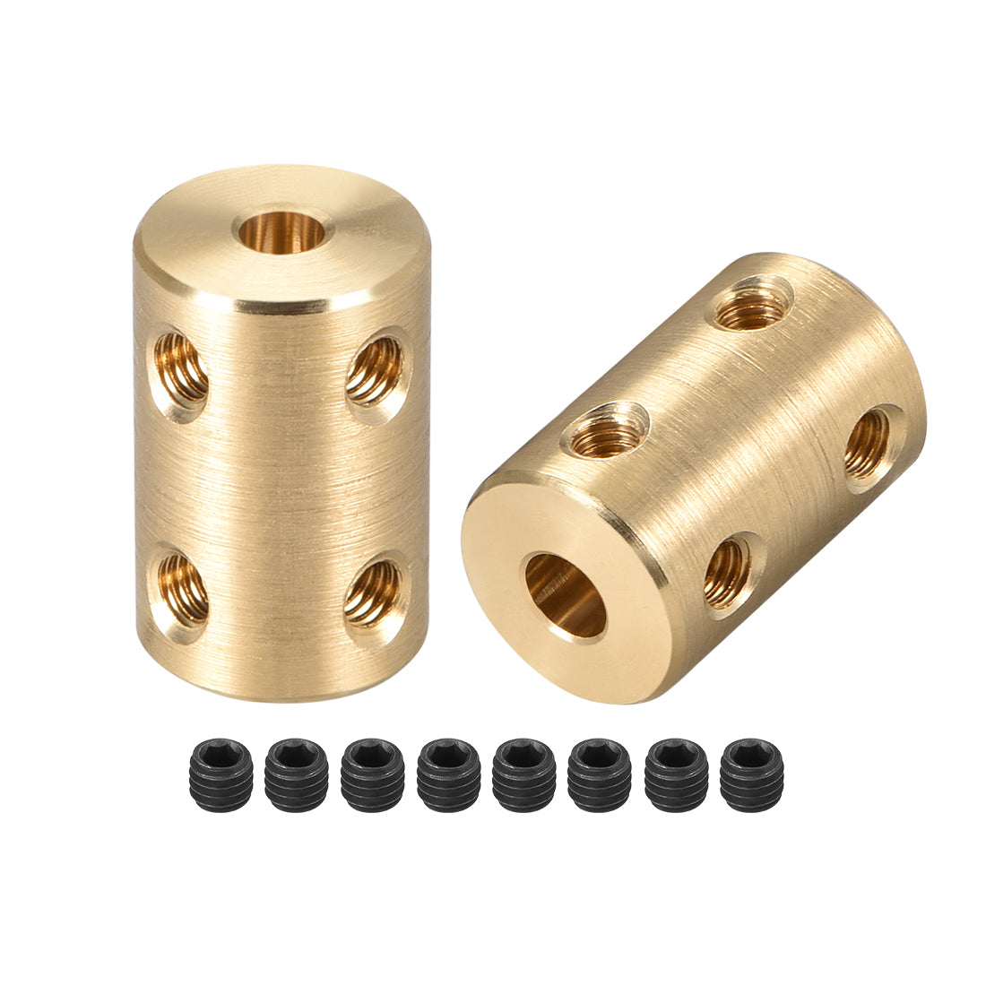uxcell Uxcell Shaft Coupling 4mm to 5mm Bore L22xD14 Robot Motor Wheel Rigid Coupler Connector Gold Tone 2PCS