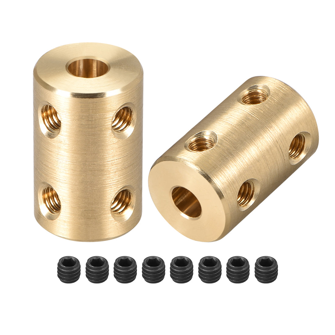 uxcell Uxcell Shaft Coupling 5mm to 5mm Bore L22xD14 Robot Motor Wheel Rigid Coupler Connector Gold Tone 2 Pcs