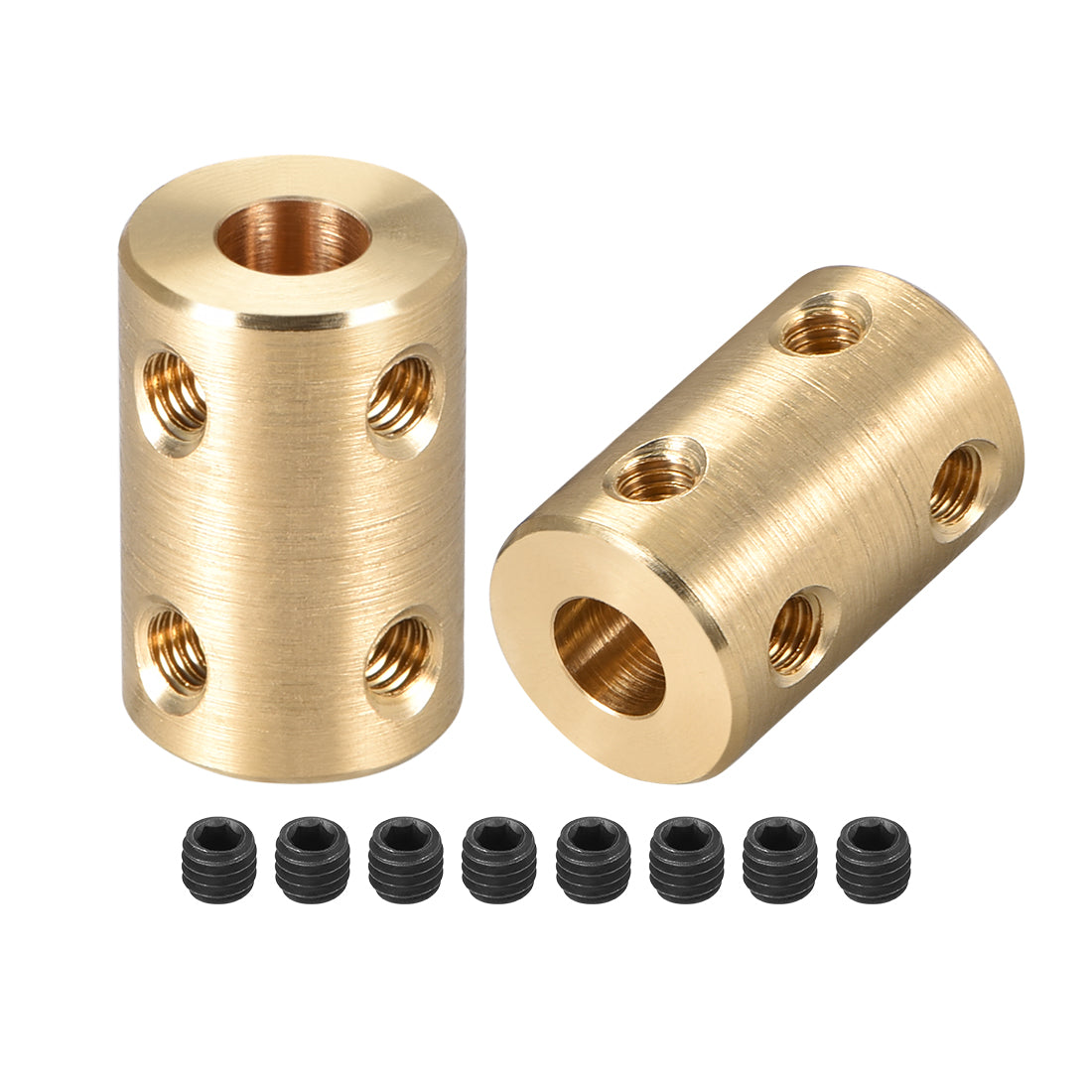 uxcell Uxcell Shaft Coupling 5mm to 6mm Bore L22xD14 Robot Motor Wheel Rigid Coupler Connector Gold Tone 2 Pcs