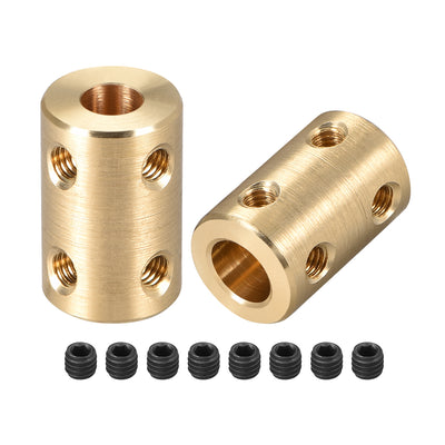 Harfington Uxcell Shaft Coupling 6mm to 8mm Bore L22xD14 Robot Motor Wheel Rigid Coupler Connector Gold Tone 2PCS
