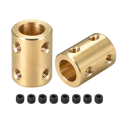 Harfington Uxcell Shaft Coupling 8mm to 10mm Bore L22xD16 Robot Motor Wheel Rigid Coupler Connector Gold Tone 2 Pcs