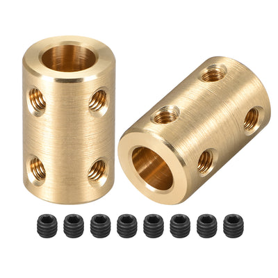 Harfington Uxcell Shaft Coupling 8mm to 8mm Bore L22xD14 Robot Motor Wheel Rigid  Connector Gold Tone 2 Pcs