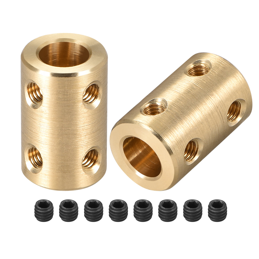 uxcell Uxcell Shaft Coupling 8mm to 8mm Bore L22xD14 Robot Motor Wheel Rigid  Connector Gold Tone 2 Pcs