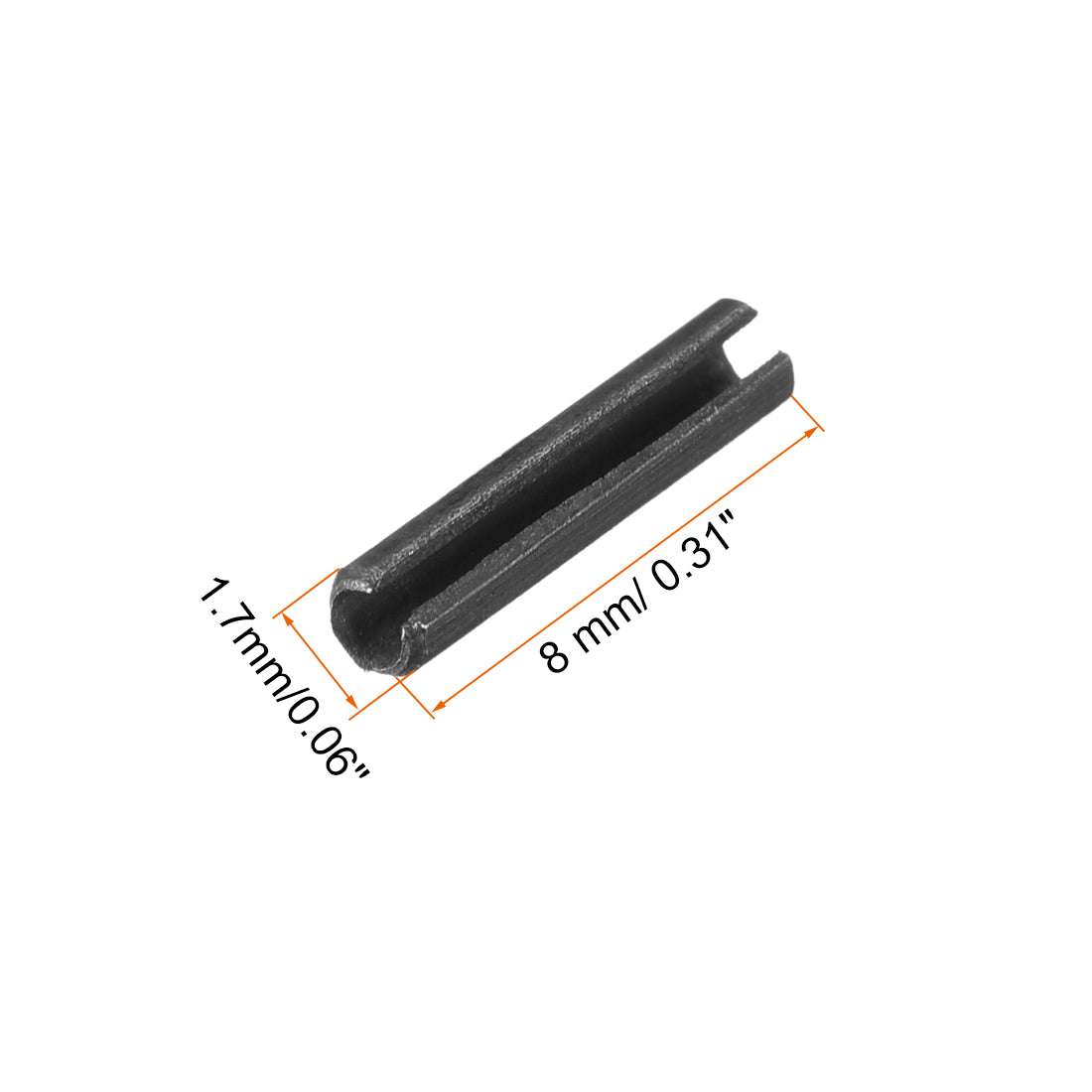 Uxcell Uxcell 1.7mm x 8mm Dowel Pin Carbon Steel Split Spring Roll Shelf Support Pin Fasten Hardware Black 50 Pcs