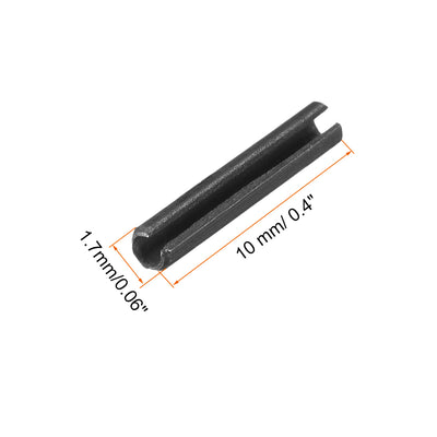 Harfington Uxcell 1.7mm x 8mm Dowel Pin Carbon Steel Split Spring Roll Shelf Support Pin Fasten Hardware Black 50 Pcs