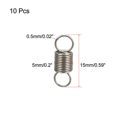 Harfington Uxcell Extended Tension Spring Wire Diameter 0.02", OD 0.2", Free Length 0.59" 10pcs