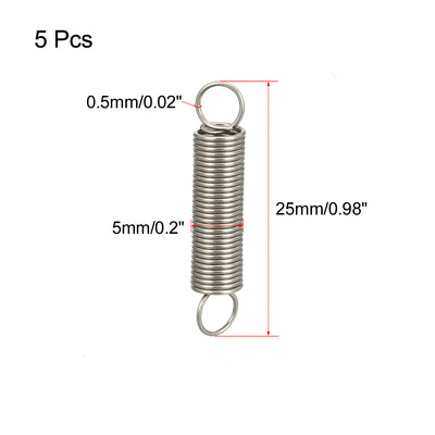 Harfington Uxcell Extended Tension Spring Wire Diameter 0.02", OD 0.2", Free Length 0.98" 5pcs