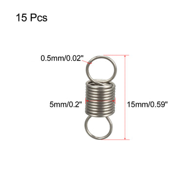Harfington Uxcell Extended Tension Spring Wire Diameter 0.02", OD 0.2", Free Length 0.59" 15pcs