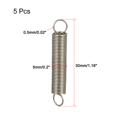 Harfington Uxcell Extended Tension Spring Wire Diameter 0.02", OD 0.2", Free Length 1.18" 5pcs
