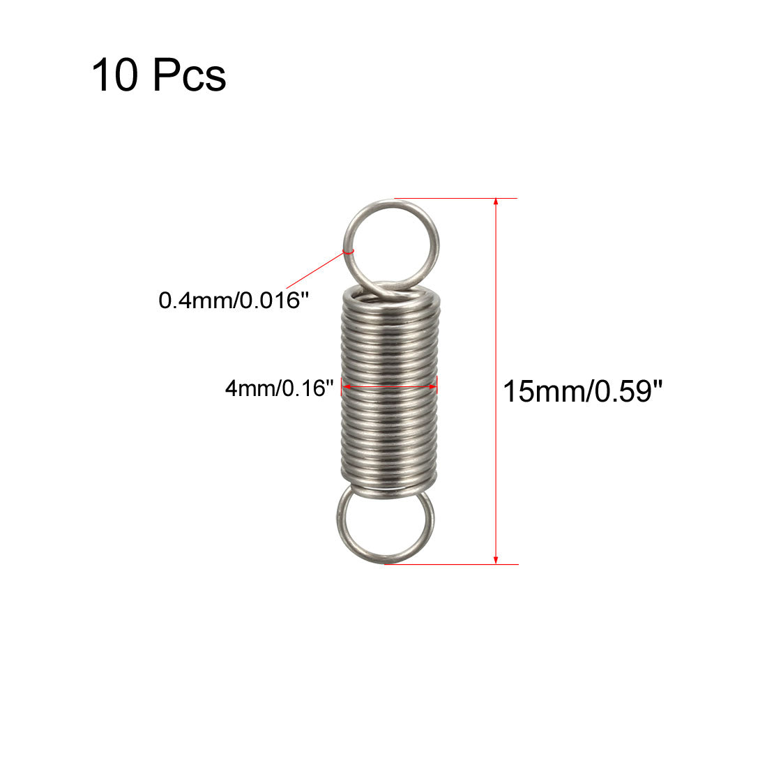 uxcell Uxcell Extended Tension Spring Wire Diameter 0.016", OD 0.16", Free Length 0.59" 10pcs