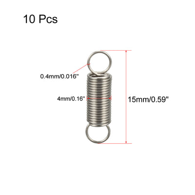 Harfington Uxcell Extended Tension Spring Wire Diameter 0.016", OD 0.16", Free Length 0.59" 10pcs