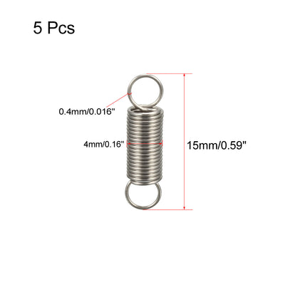 Harfington Uxcell Extended Tension Spring Wire Diameter 0.016", OD 0.16", Free Length 0.59" 5pcs
