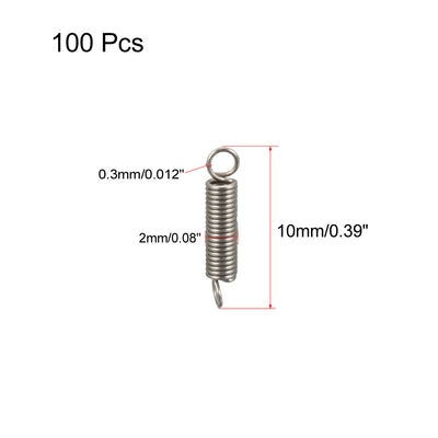 Harfington Uxcell Extended Tension Spring Wire Diameter 0.012", OD 0.08", Free Length 0.39" 100pcs