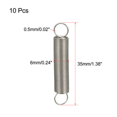 Harfington Uxcell Extended Tension Spring Wire Diameter 0.02", OD 0.24", Free Length 1.38" 10pcs