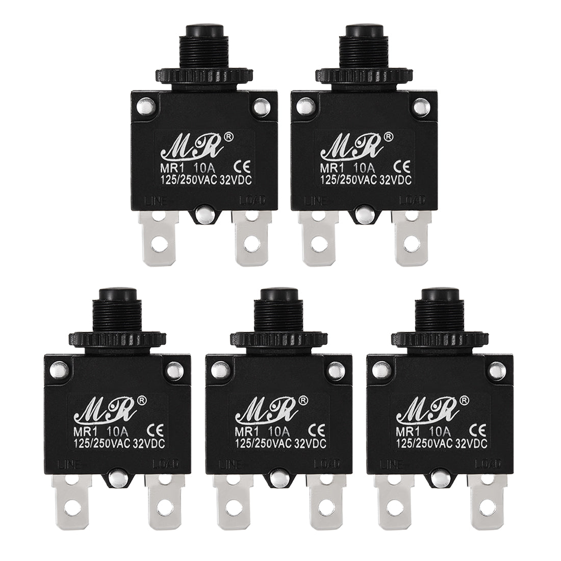 uxcell Uxcell 5Pcs Thermal Overload Protector AC 125/250V 10A Push Button Reset Circuit Breaker