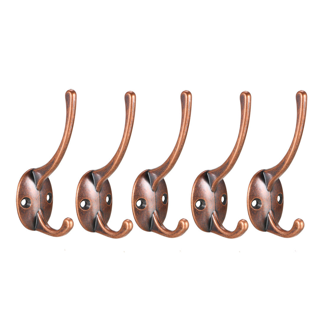 uxcell Uxcell Dual Prong Coat Hooks Wall Mounted Retro Double Hooks Utility Bronze Hook for Coat Scarf Bag Towel Key Cap Cup Hat 87mm x 29mm x 42mm 5pcs