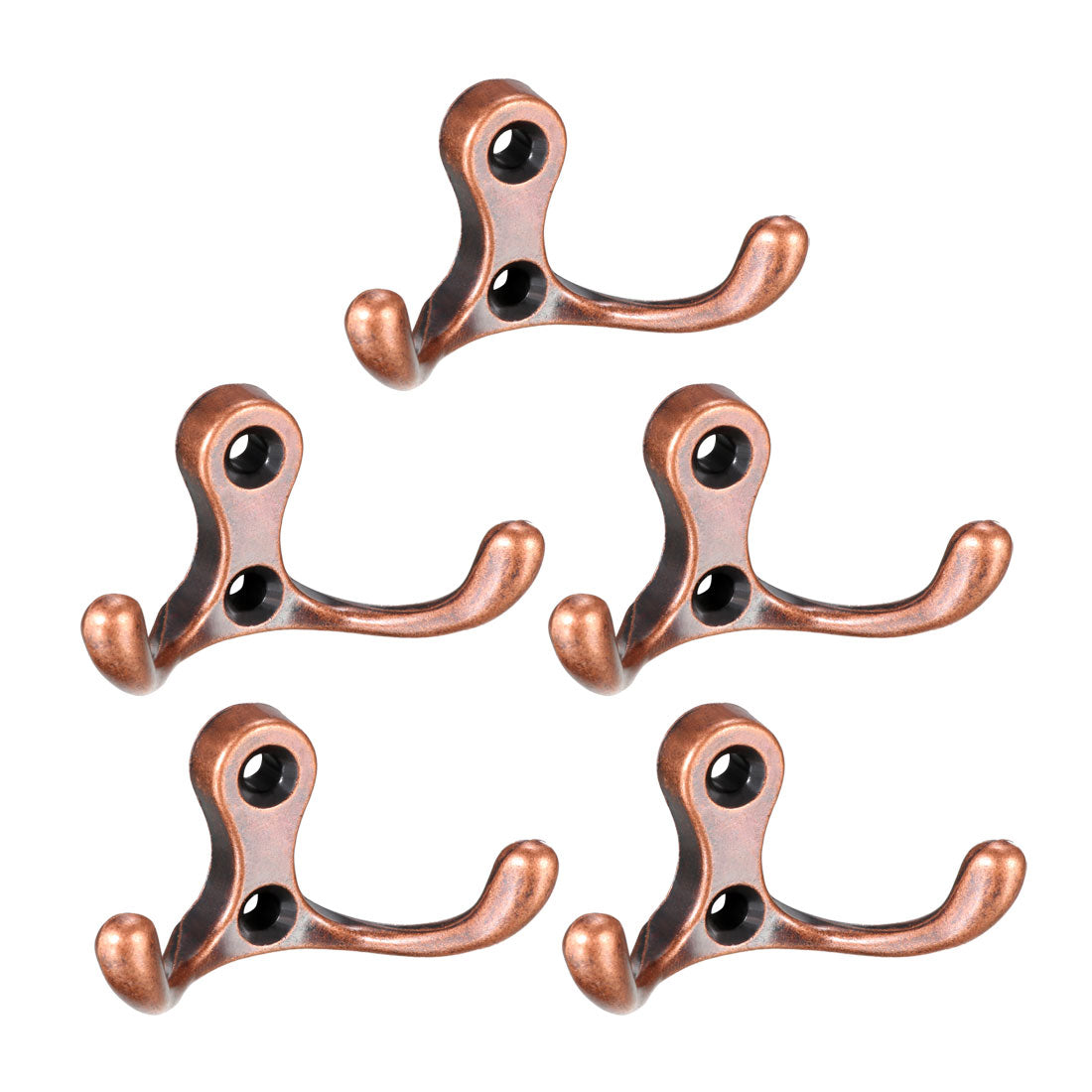 uxcell Uxcell Dual Prong Coat Hooks Wall Mounted Retro Double Hooks Utility Bronze Hook for Coat Scarf Bag Towel Key Cap Cup Hat 30mm x 55mm x 29mm 5pcs