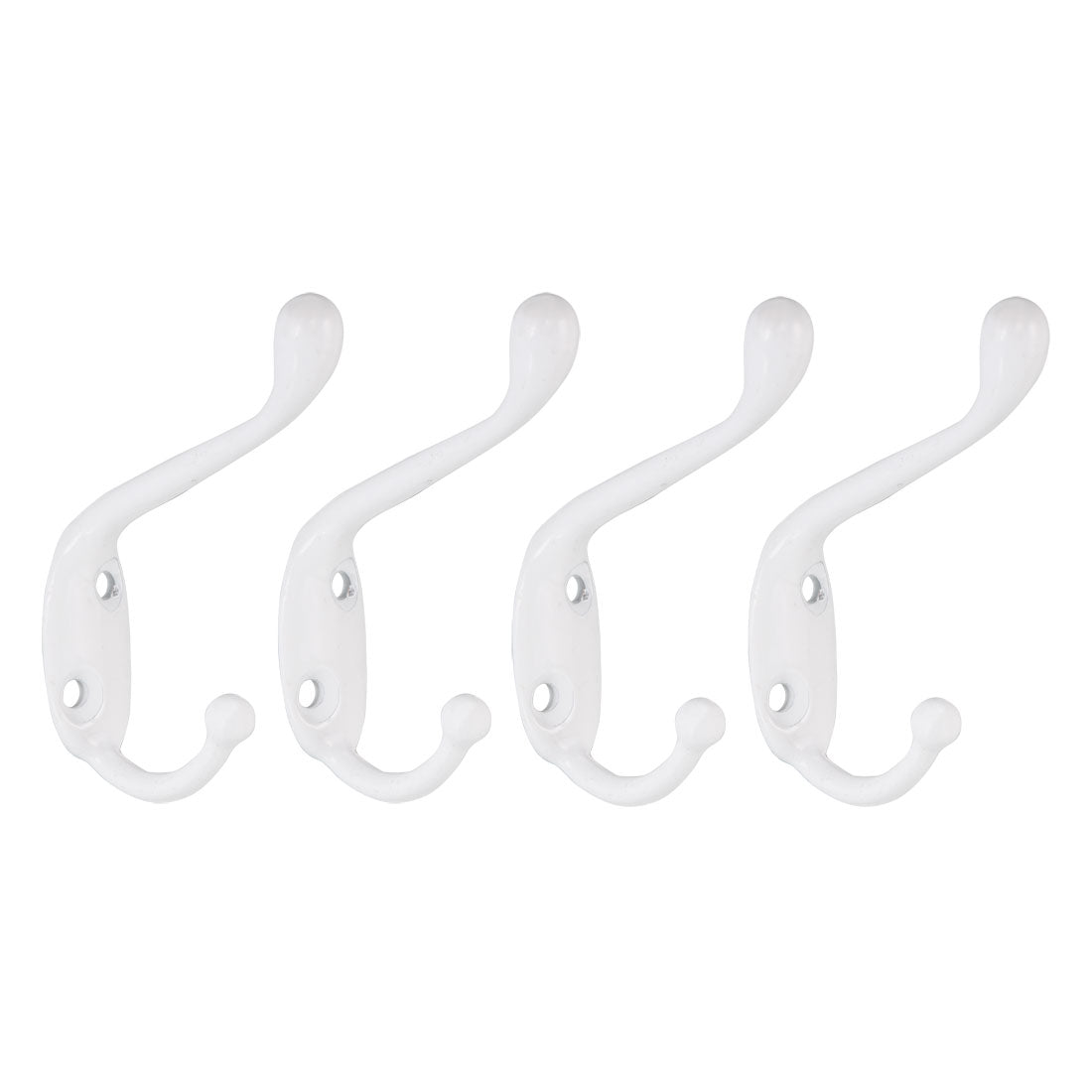uxcell Uxcell Dual Prong Coat Hooks Wall Mounted Retro Double Hooks Utility White Hook for Coat Scarf Bag Towel Key Cap Cup Hat 80mm x 17mm x 55mm 4pcs