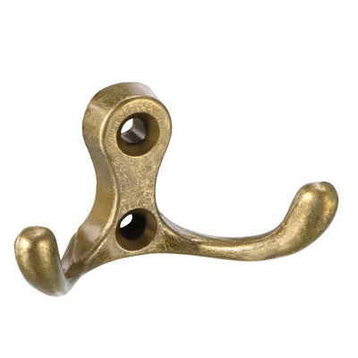 Harfington Uxcell Dual Prong Coat Hooks Wall Mounted Retro Double Hooks Utility Antique Bronze Hook for Coat Scarf Bag Towel Key Cap Cup Hat 30mm x 55mm x 29mm 4pcs