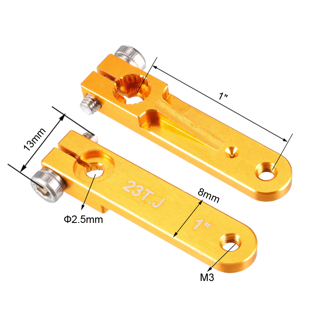 uxcell Uxcell Aluminum Servo Arms Single Arm 23T M3 Thread Yellow, for 1 Inch JR