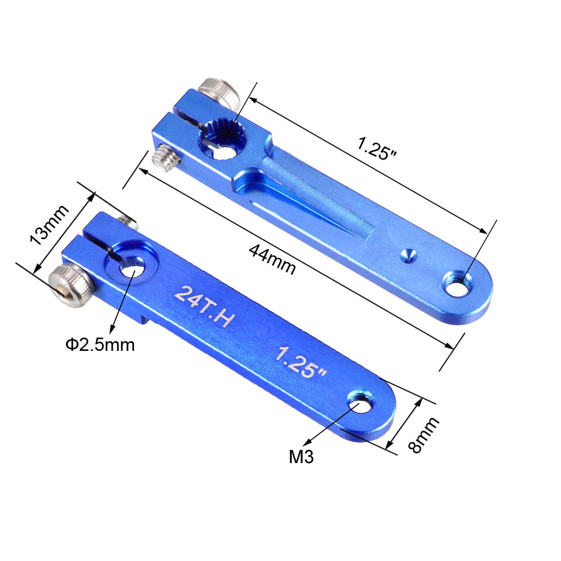 uxcell Uxcell Aluminum Servo Arms Single Arm 24T M3 Thread Blue, for 1.25 Inch