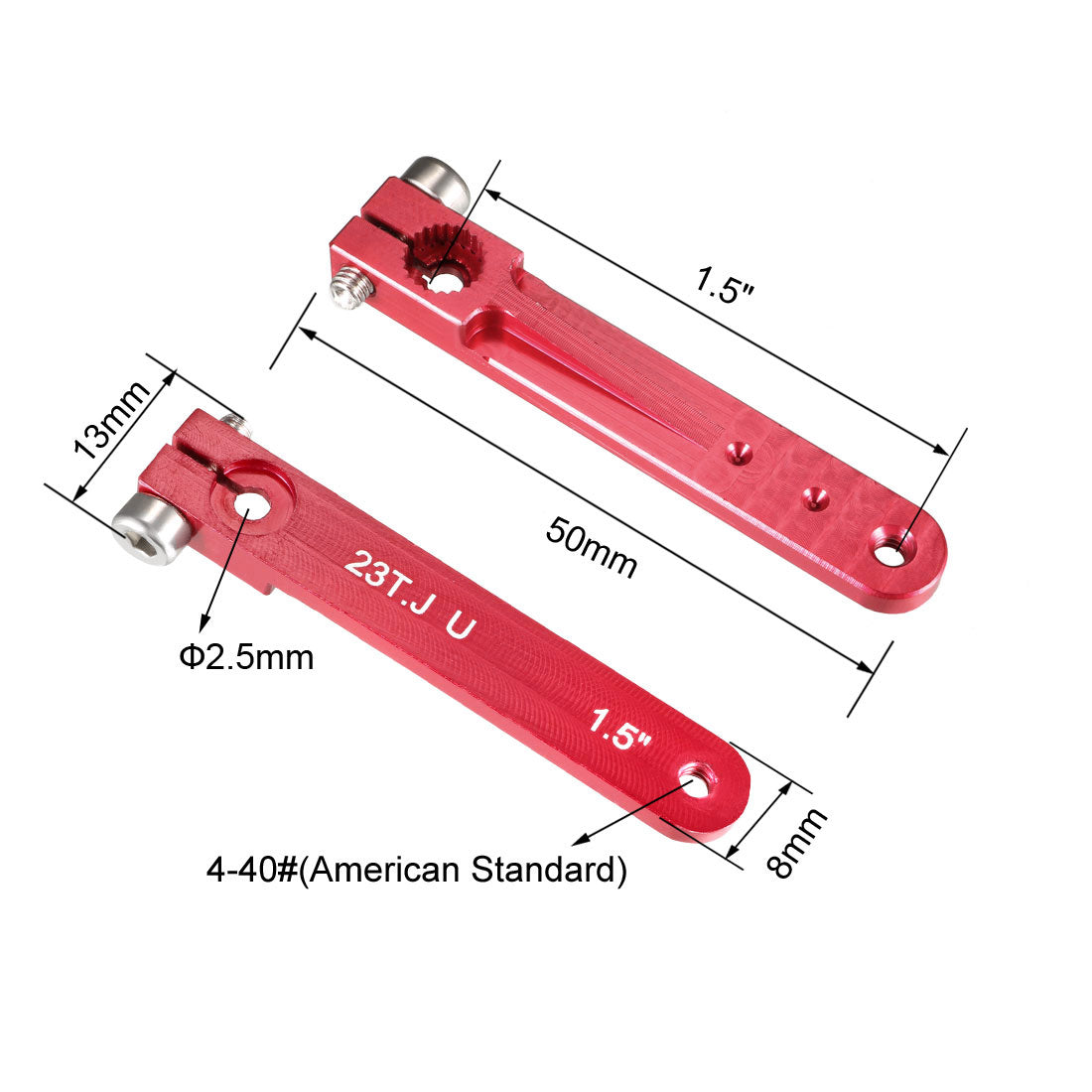 uxcell Uxcell Aluminum Servo Arms Single Arm 23T 4-40# Thread Red, for 1.5 Inch JR