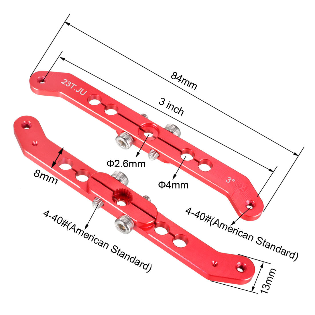 uxcell Uxcell Aluminum Servo Arms Double Arm 23T 4-40# Thread Red, for 3 Inch JR