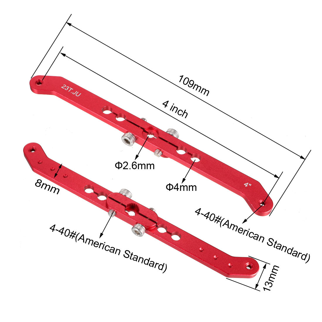 uxcell Uxcell Aluminum Servo Arms Double Arm 23T 4-40# Thread Red, for 4 Inch JR