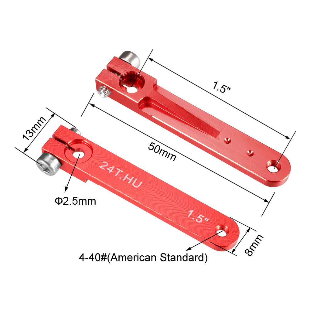 uxcell Uxcell Aluminum Servo Arms Single Arm 24T 4-40# Thread Red, for 1.5 Inch