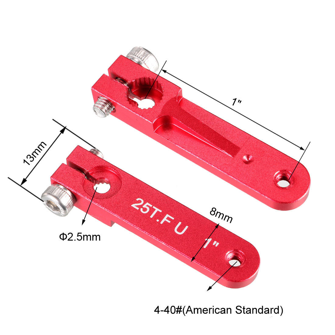 uxcell Uxcell Aluminum Servo Arms Single Arm 25T 4-40# Thread Red, for 1 Inch Futaba
