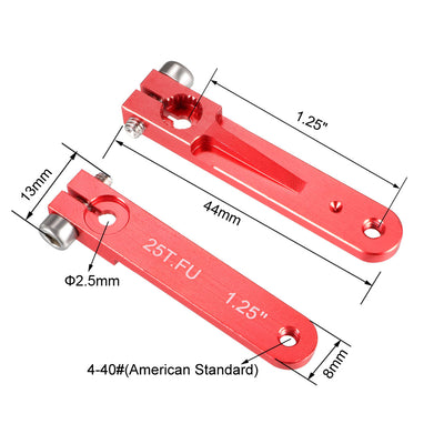Harfington Uxcell Aluminum Servo Arms Single Arm 25T 4-40# Thread Red, for 1.25 Inch Futaba