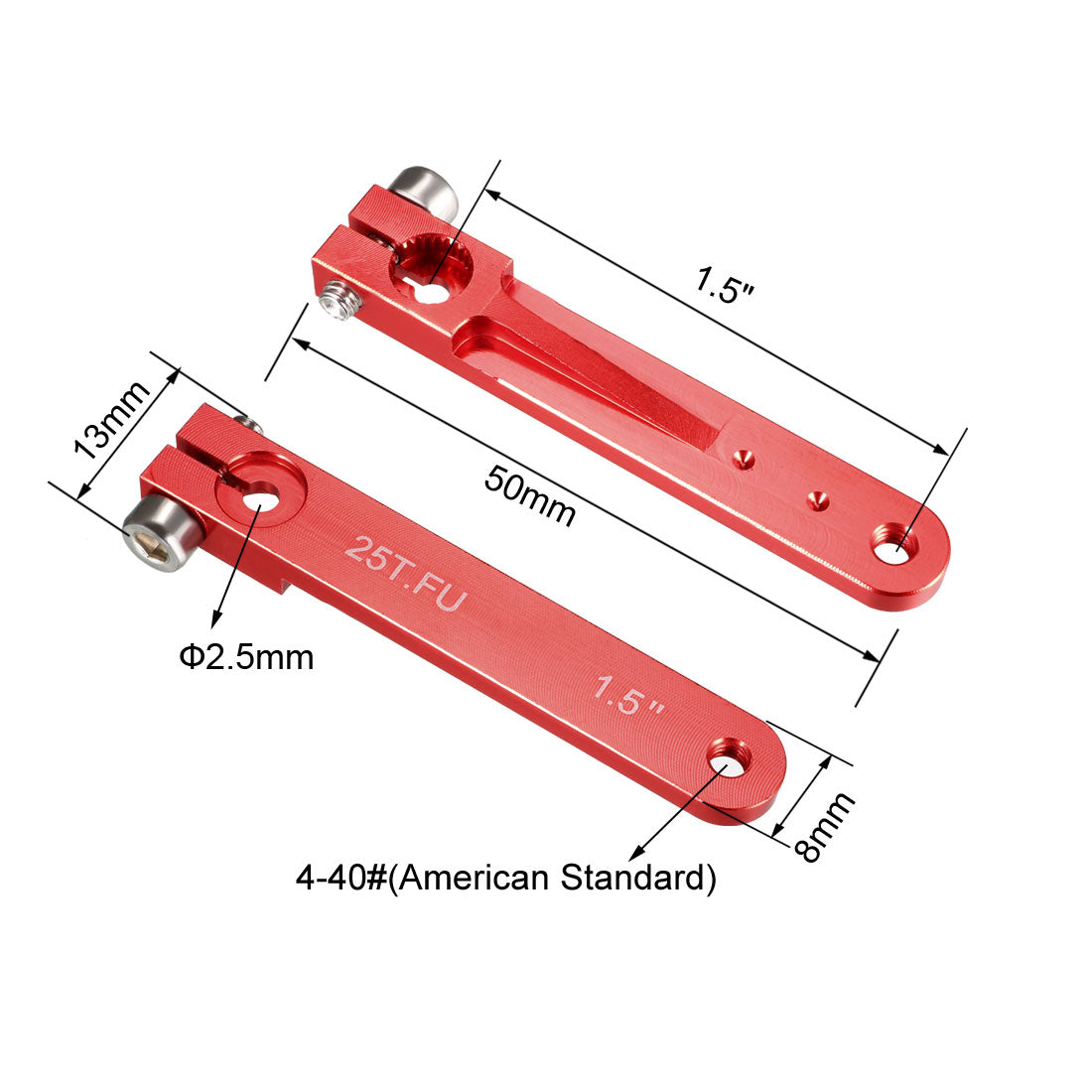 uxcell Uxcell Aluminum Servo Arms Single Arm 25T 4-40# Thread Red, for 1.5 Inch Futaba