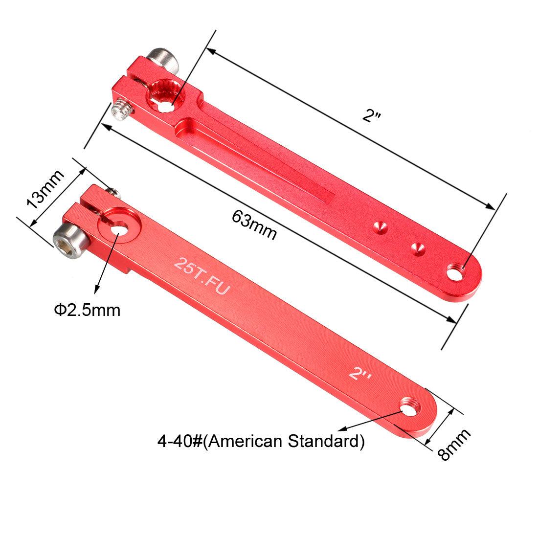 uxcell Uxcell Aluminum Servo Arms Single Arm 25T 4-40# Thread Red, for 2 Inch Futaba