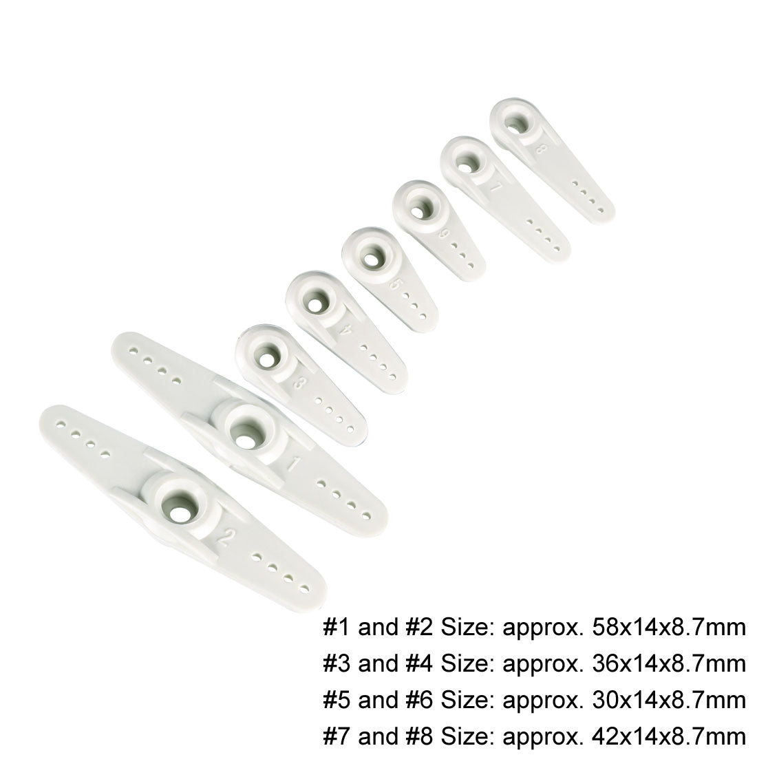 uxcell Uxcell Plastic Servo Arms 25T White, 3mm Hole Single / Double Arm for Futaba 1 Set