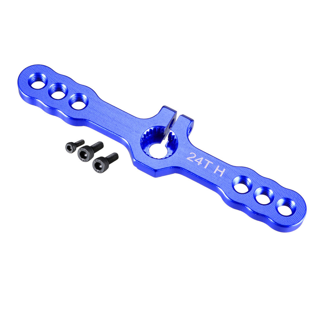 uxcell Uxcell Aluminum Servo Horn 24T M3 Thread Blue, Double Steering Arm for